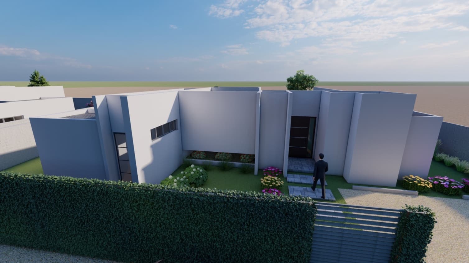 Visualización arquitectónica de una vivienda del Condominio Arrayanes del Carmen